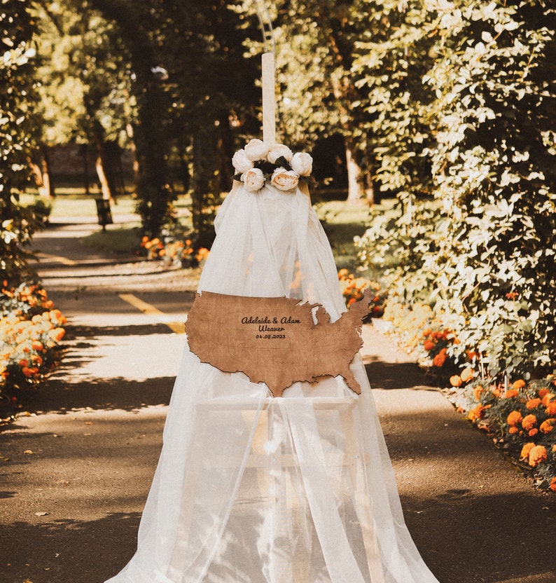 USA wedding guestbook, Wooden USA stand, Guestbook alternative, Wedding name sign, Family last sign, Wedding guestbook stand immagine 3