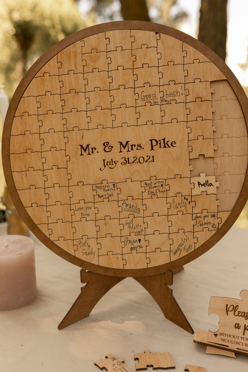 Wedding guestbook alternative, Rustic wedding guestbook, Modern guestbook, Wedding venue decor, Guestbook wedding sign, Puzzle guestbook image 9