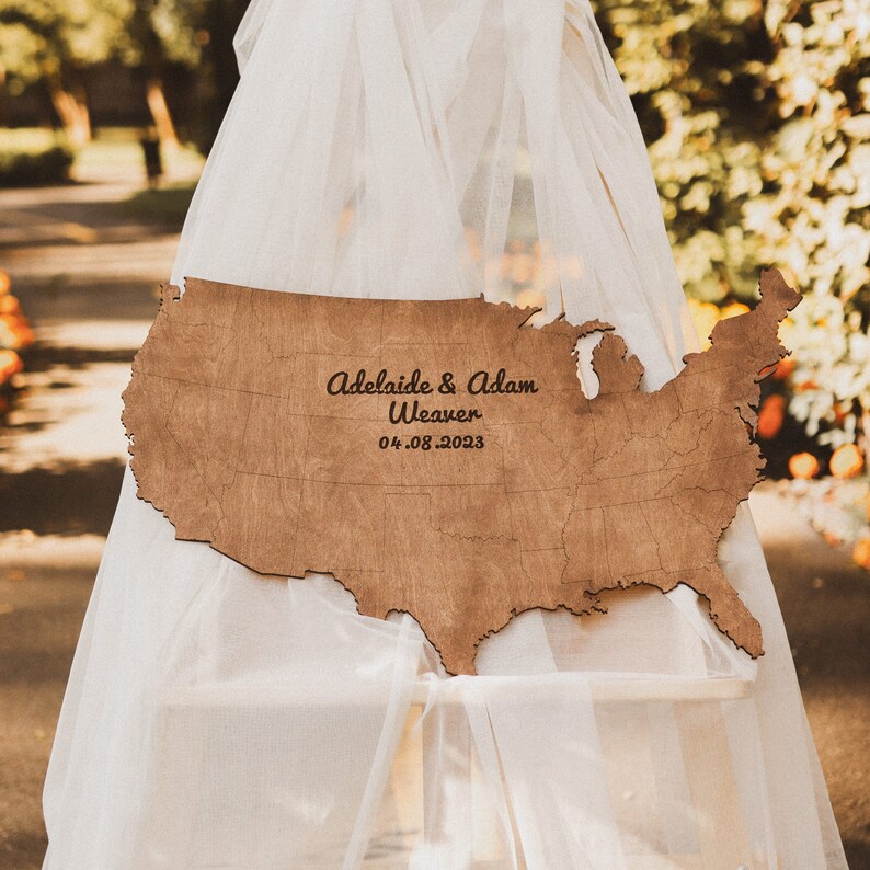 USA wedding guestbook, Wooden USA stand, Guestbook alternative, Wedding name sign, Family last sign, Wedding guestbook stand immagine 2