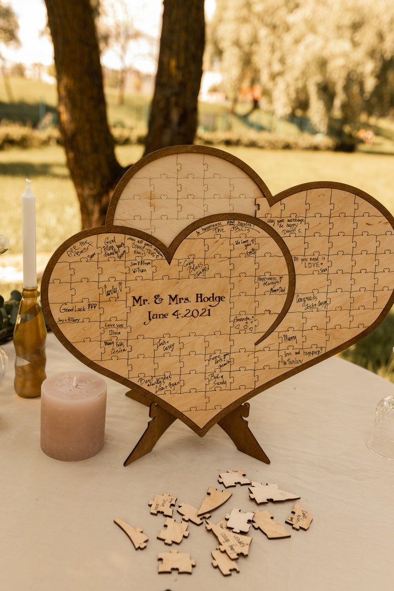 Hearts Wedding Guest Book Alternative Wooden Drop Box Rustic Wedding Table Decor Personalized Wedding Gift Fall Winter Spring Summer image 5