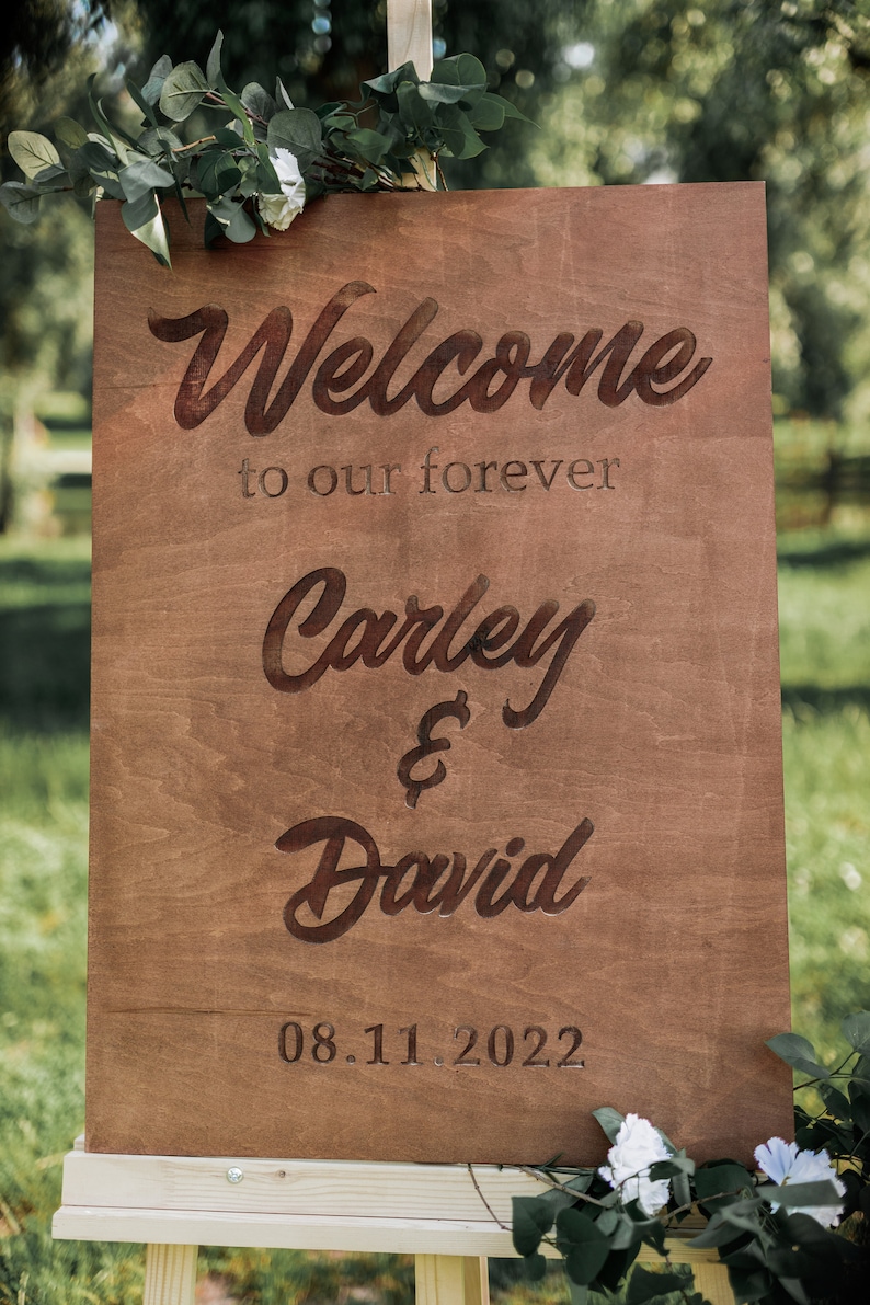 Wedding Welcome Sign, Wedding Sign, Welcome To Our Wedding Sign, Wedding Board Vertical Welcome Engagement Party Sign DoAWedding image 3