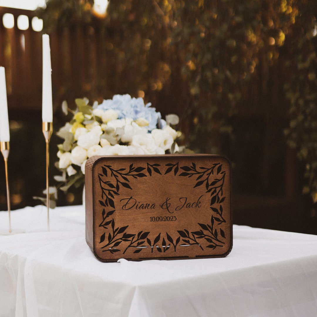 Wood Wedding Card Box, Personalized Envelope Box, Unique Card Box
