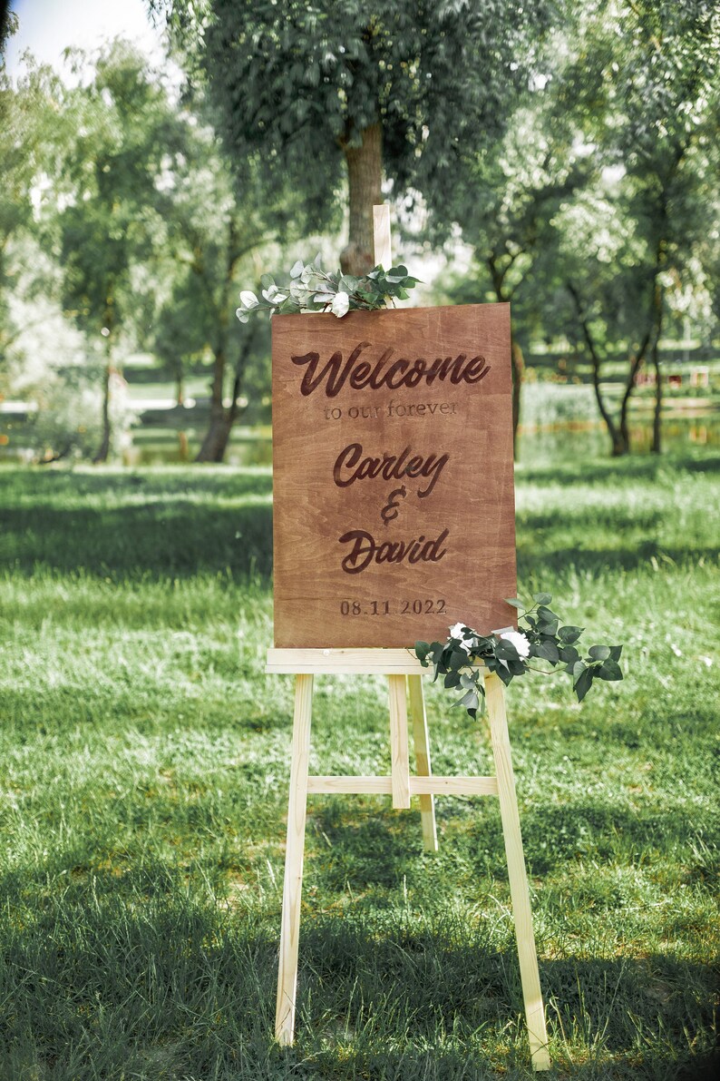 Wedding Welcome Sign, Wedding Sign, Welcome To Our Wedding Sign, Wedding Board Vertical Welcome Engagement Party Sign DoAWedding image 1