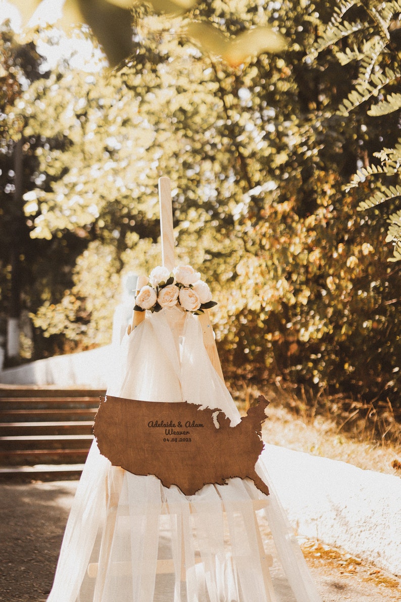 USA wedding guestbook, Wooden USA stand, Guestbook alternative, Wedding name sign, Family last sign, Wedding guestbook stand immagine 5