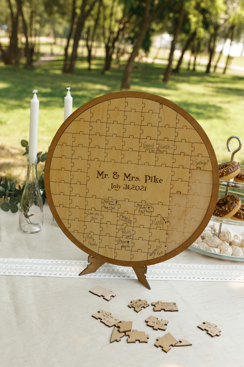 Wedding guestbook alternative, Rustic wedding guestbook, Modern guestbook, Wedding venue decor, Guestbook wedding sign, Puzzle guestbook image 4