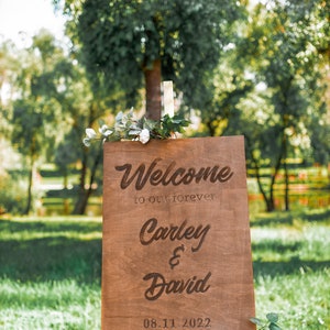 Wedding Welcome Sign, Wedding Sign, Welcome To Our Wedding Sign, Wedding Board Vertical Welcome Engagement Party Sign DoAWedding image 4