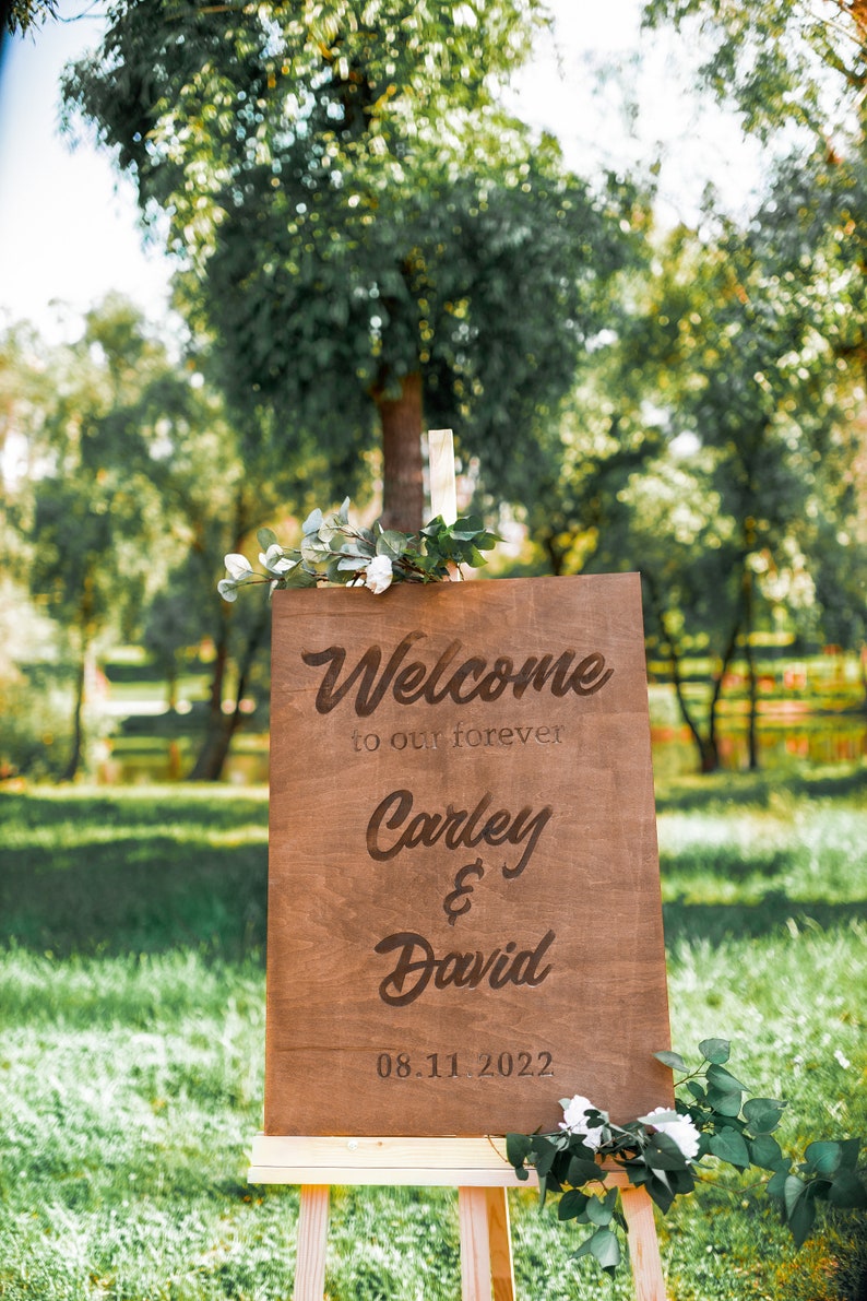 Wedding Welcome Sign, Wedding Sign, Welcome To Our Wedding Sign, Wedding Board Vertical Welcome Engagement Party Sign DoAWedding image 4