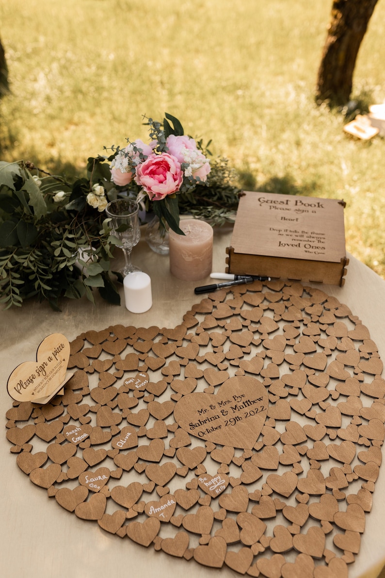 Wedding Guest Book Alternative Wood Guest Puzzle Book Rustic Etsy