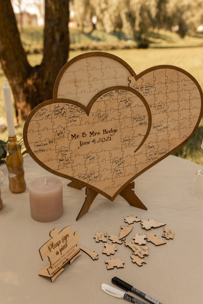 Hearts Wedding Guest Book Alternative Wooden Drop Box Rustic Wedding Table Decor Personalized Wedding Gift Fall Winter Spring Summer image 6