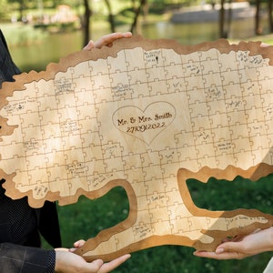 Wedding tree guest book alternative Tree puzzle guest book Custom guest book sign Guest book puzzle for wedding image 3