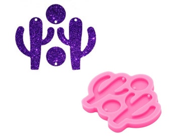Glossy Cactus Earring mold Resin Silicone Mold DIY Epoxy Mould Decoration Keychain,Earrings Mold Silicone,Shiny earring molds