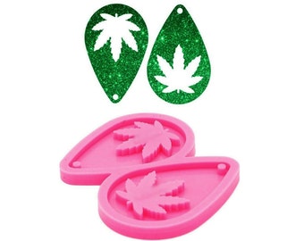 Forma na kolczyki, silikonowa forma doniczka z liści konopi, forma do łez, kolczyki DIY z żywicy epoksydowej, forma na biżuterię, silikonowe kolczyki, forma silikonowa, forma 3d