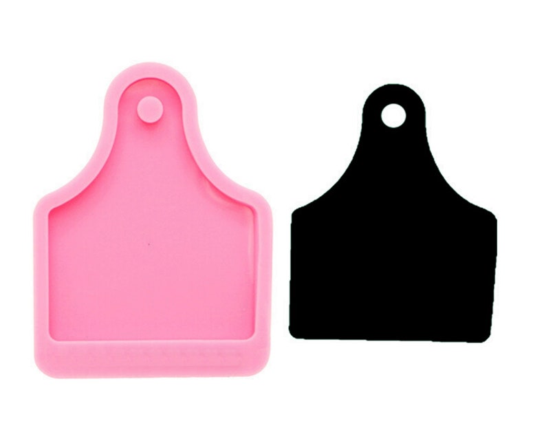 Cow tag silicone molds,Cow Tag Shiny Pink Silicone Key Chain Mold,3d Silicone fondant mold Design Mold,DIY Keychain,Custom Keychain