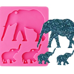 Elephant Mom and baby silicone Keychains mold animal Key chain epoxy Resin mold,Jewelry Mold,Animal Mold,Pendant mold,Baking Mold,3d Mold
