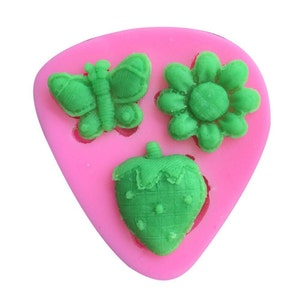 Flor, borboleta, molde de silicone de morango, molde de design de molde de fondant de silicone 3d, molde de topper, molde de sabão de silicone, pops de bolo de doces, molde de jóias
