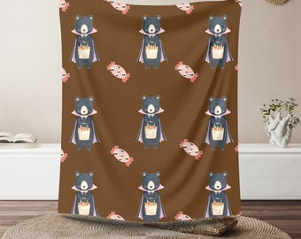 Cozy Velveteen Plush Blanket with Bear Design, Soft Throw for Kids, Perfect Gift for Birthdays, Kids' Room Decor, Pajama Party [...]