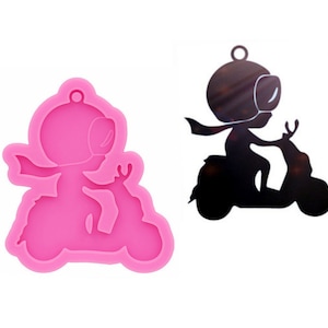Electric car Rider Keychain Silicone mold,Shiny Glossy Polymer Clay Mould Keychain Epoxy Resin Charms Jewelry earring Mold