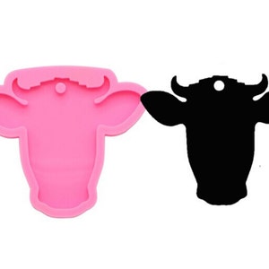 Molde de silicona de vaca, molde de llavero de vaquilla de vaca, molde de joyería, molde de silicona de cabeza de vaca, molde brillante, moldes artesanales de resina, suministros de fabricación de joyas