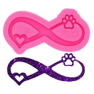 Glossy Heart Infinity with Paw Print Keychain Mold for Epoxy Resin Crafts Molds Jewelry Making Custom Silicone Mould,Silicone Keychain Mold