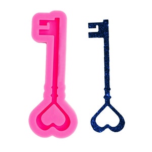 Keychain Mold,Shiny Heart Key mold Silicone Molds DIY resin epoxy keychains Mould for jewelry Key ring pendant decoration