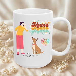 Mama Hund Liebhaber Becher, Keramikbecher, Pfotenabdruck Herz, Haustier Mutter Geschenk, Kaffeetasse, niedlicher Becher, Tierbecher