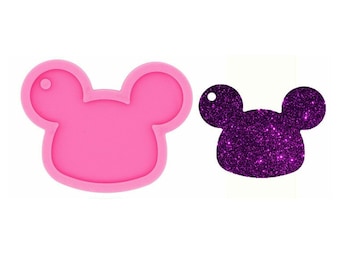 Keychain Mold,Silicone Mouse Head Keychains Mold for DIY Shiny Polymer Clay Epoxy Resin,Jewelry Mold,Glitter Mold,Craft Mold,3d Mold