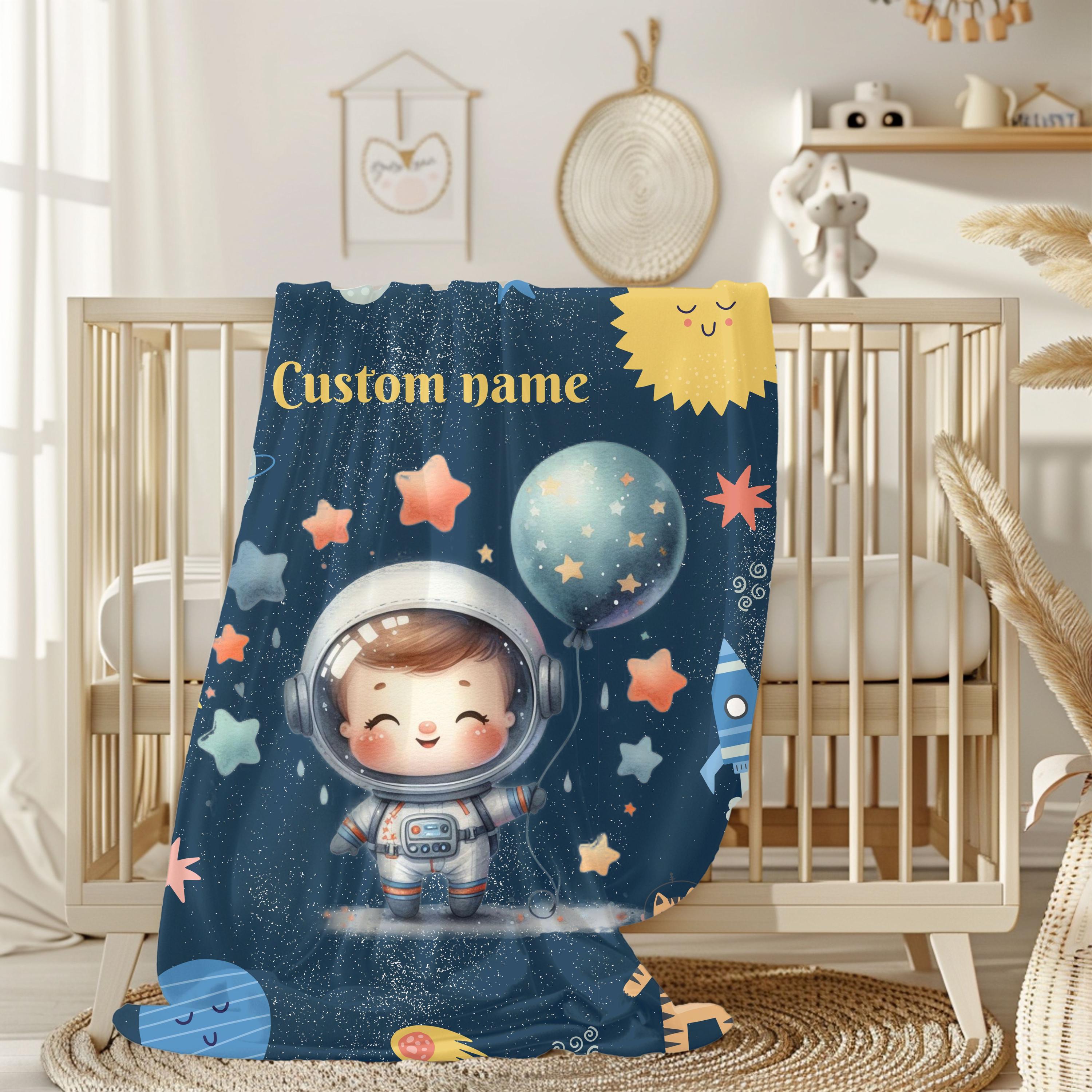 Custom Astronaut Plush Blanket, Kids Blanket, Space Decor, Personalized Gift, Cozy Baby Blanket, Nursery Decor