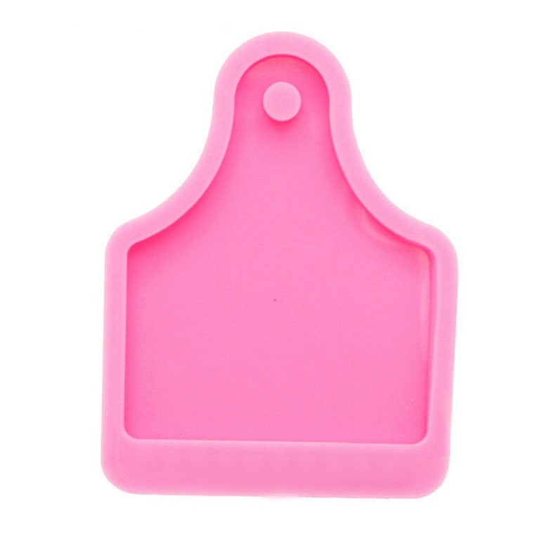 Cow tag silicone molds,Cow Tag Shiny Pink Silicone Key Chain Mold,3d Silicone fondant mold Design Mold,DIY Keychain,Custom Keychain
