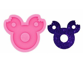 Keychain Mold,Shiny Glossy Mouse Head Shape Silicone Mould Keychain Jewelry Epoxy Resin Mold,Glitter Mold,Silicone Mold,Craft Mold
