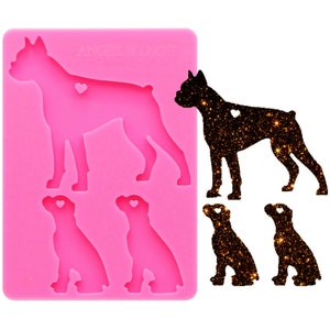 Golden-haired dog mama/baby molds for keychains DIY dog family epoxy resin key keychains moulds silicone mold,Silicone Keychain Mold