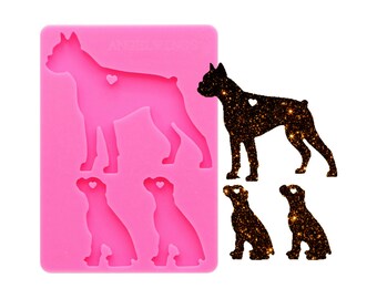 Golden-haired dog mama/baby molds for keychains DIY dog family epoxy resin key keychains moulds silicone mold,Silicone Keychain Mold