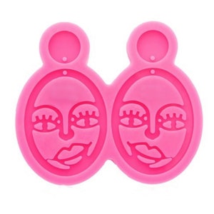 Super Glossy Girl Face Earring Mold,Earrings Mold Silicone,Shiny earring molds,Silicone Mold image 2