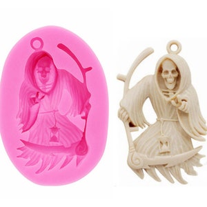 Grim Reaper Skull Death Sickle Evil Molds,Skull Silicone Mold, Craft Skulls Jewelry Mold, Keychain Mold, Pendant mould