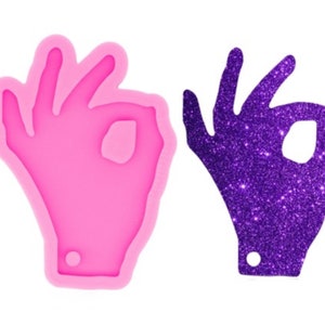 Shiny Hand Sign Language Keychain Silicone Mold,Hand Silicone Mold, Shiny Mold, Silicone Molds for Epoxy Resin Crafts