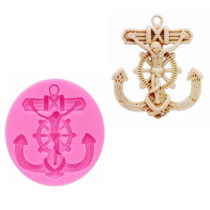 Jesus Pendant Silicone Mold,Crucifix,Candy,Jewelry, Ship Anchor Silicone Rubber Flexible Food Safe Pendant Mould