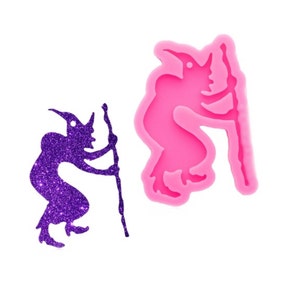 Shiny Halloween Witch and Magic Wand Silicone Mold for Keychains Epoxy Resin Craft Molds DIY Handmade Charms Mold,Keychain Mold,Jewelry Mold