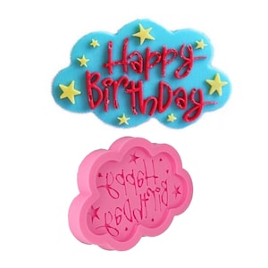 Molde de silicone de feliz aniversário, forma de carta de feliz aniversário estrela DIY molde de silicone ferramentas de decoração de bolo fondant, molde de design de molde de fondant de silicone 3d