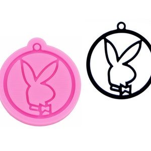 Shiny Earring Rabbit Round Silicone Mold, Flexible Food Grade Silicone Mold, Necklace Keychain, Epoxy Clay Polymer Mold