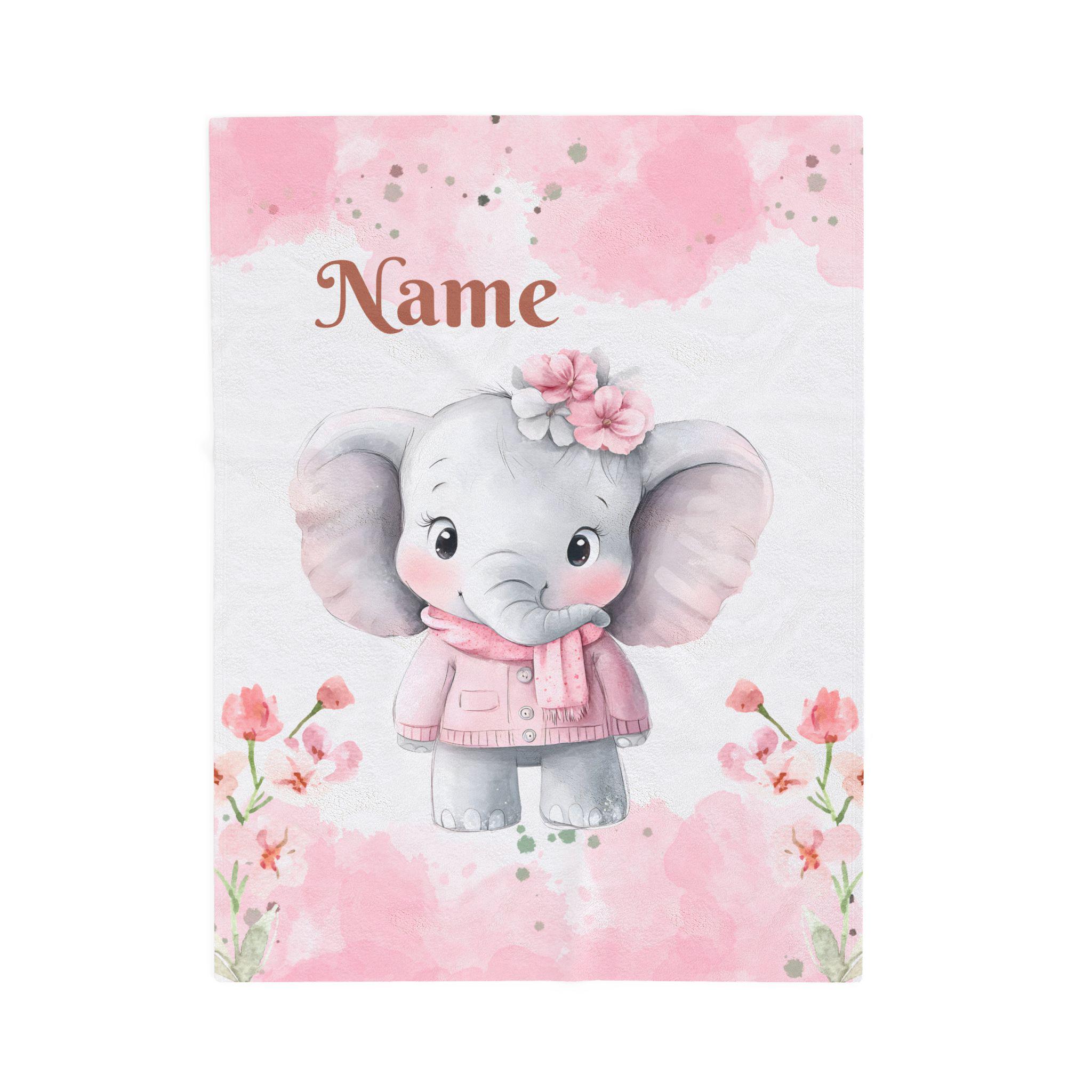 Personalized Baby Elephant Blanket, Nursery Gift, Soft Kids Throw, Baby Shower Gift, Custom Name Blanket,Toddler Comfort, Name Blanket Retro