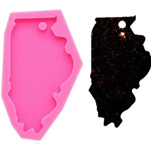 keychain mold Illinois US state Silicone epoxy Resin Molds Decorative Craft DIY bracelet keychain mold,Custom Keychain,Resin mold,Craft Mold