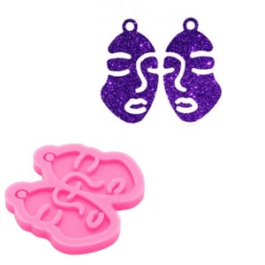 Shiny Girl face Earring Silicone Mold Jewelry Epoxy Mould Resin Crafting Tools,Shiny earring molds,Earrings Mold Silicone