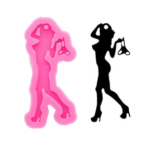 Superblank striptease-tjej nyckelringsgjutform, DIY-halsbandshartsform, silikongjutform, epoxiform, nyckelringsgjutform, smyckesgjutform