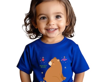 Maglietta per neonati con orsetto, maglietta per neonati, regalo per bambini piccoli, adorabile abbigliamento per bambini, regalo di compleanno, abbigliamento giocoso per bambini