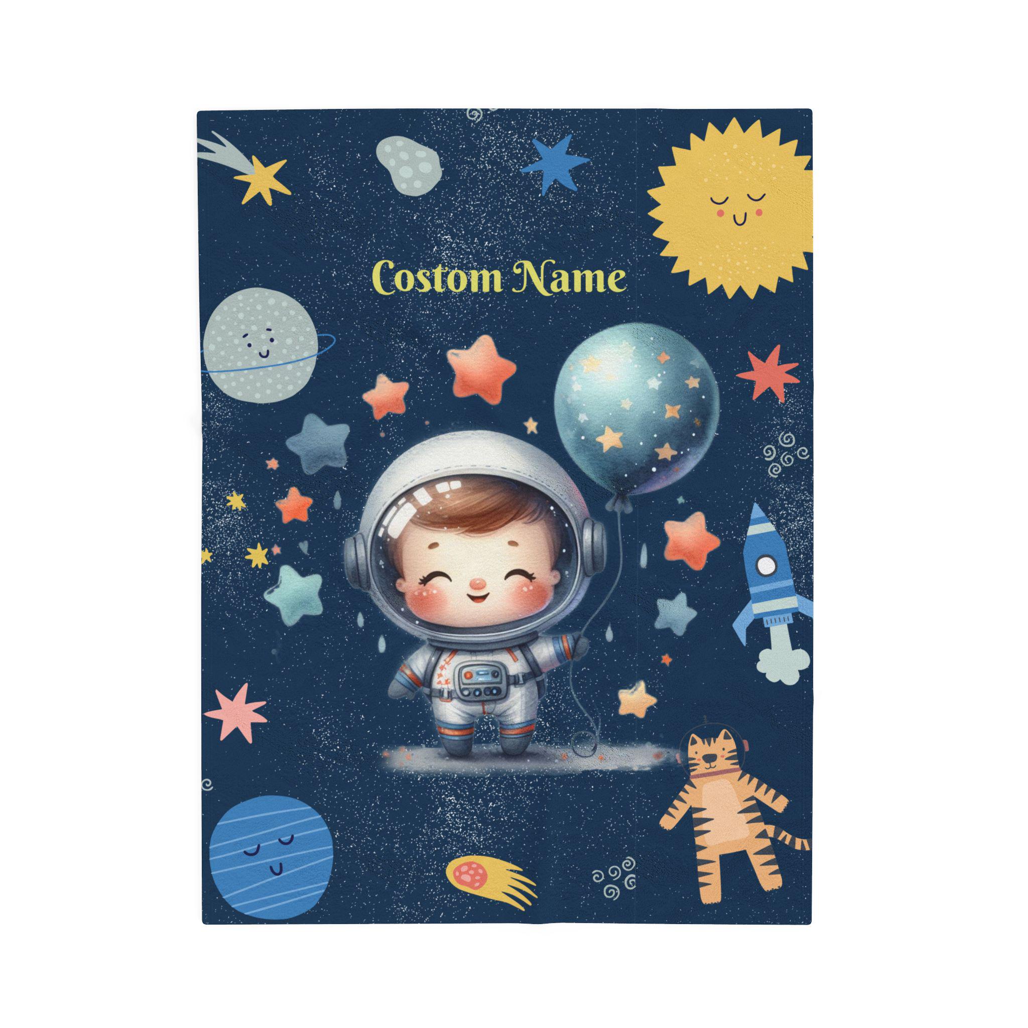 Custom Astronaut Plush Blanket, Kids Blanket, Space Decor, Personalized Gift, Cozy Baby Blanket, Nursery Decor