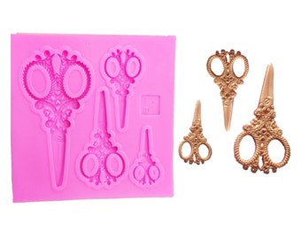 Scissors silicone mold, Fondant Mold Scissors Clay Resin Polymer Clay Wax Flexible Moulds Fondant Gum Paste Chocolate Craft Mold,Clay Mold