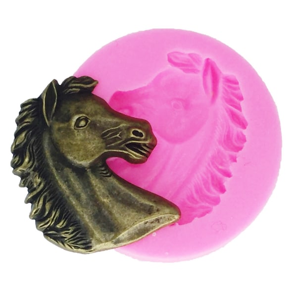 Moule en silicone tête de cheval en résine époxy pour fabrication de moules à bijoux bricolage, moule à fondant en silicone 3D, moule animal, moule en argile, moule à bonbons