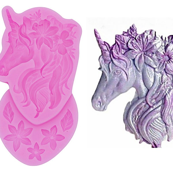 Unicorn Silicone Mold,3D Unicorn Silicone Mold Cupcake Topper Decoration Fondant DIY Party Cake Decorating Tool Candy Gumpaste dessert tools