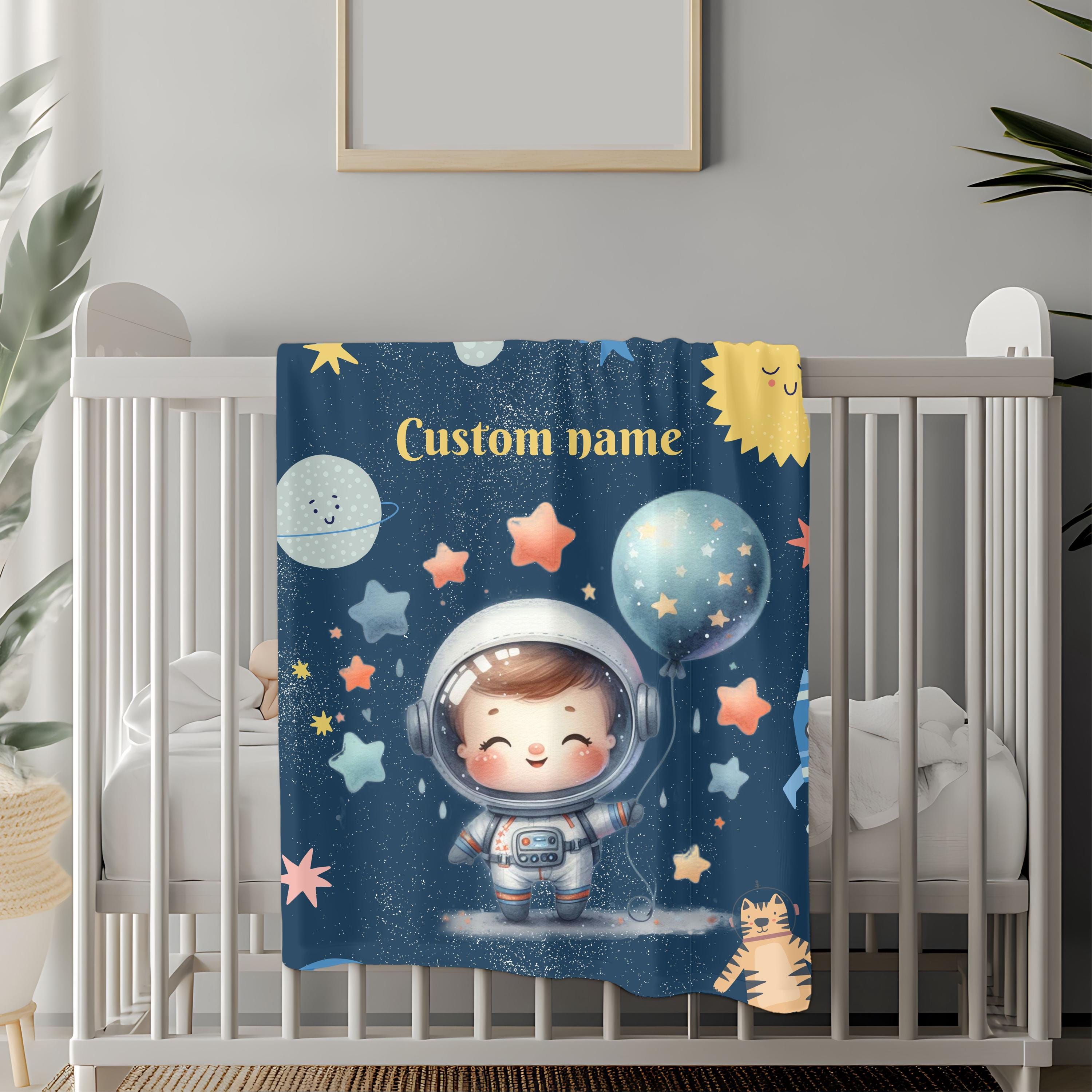 Custom Astronaut Plush Blanket, Kids Blanket, Space Decor, Personalized Gift, Cozy Baby Blanket, Nursery Decor