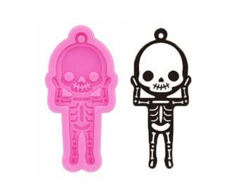 Shiny Skeleton earrings mold,keychain Necklace Polymer Clay Silicone mold,Skull Silicone Mold,Skulls Jewelry Keychain Mold