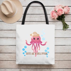 Niedliche Quallen-Einkaufstasche, Meeres-Liebhaber-Geschenk, Strandtag unverzichtbar, wiederverwendbare Einkaufstasche, umweltfreundliche Tasche, niedlich als Quallen-Design